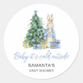 Sticker Rond Il fait froid dehors (Devant)