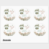 Sticker Rond Il faut un village Baby shower Merci (Feuille)