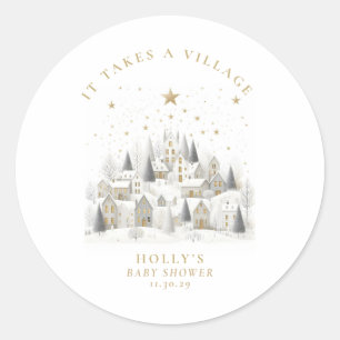 Sticker Rond Il faut un village Shower de bébé fantaisiste enne