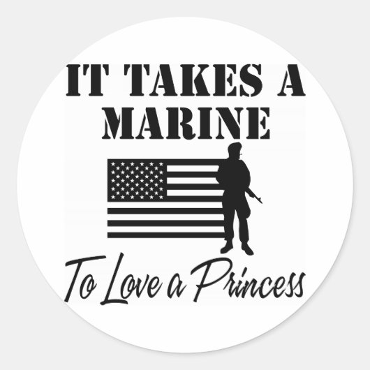 Sticker Rond Il Faut Une Marine Pour Aimer Une Princesse (Devant)