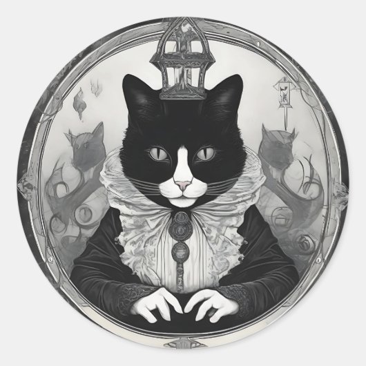 Sticker Rond Il/lui Goth Kitty (Devant)