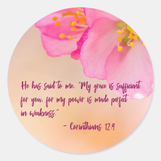 Sticker Rond Il M'A Dit Christian Floral Inspiration (Devant)