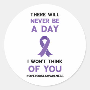 Sticker Rond Il n'y aura jamais une journée Ruban Violet Overdo