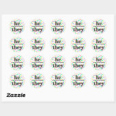 Sticker Rond Il pastel arc-en-ciel arrose pronoun (Feuille)