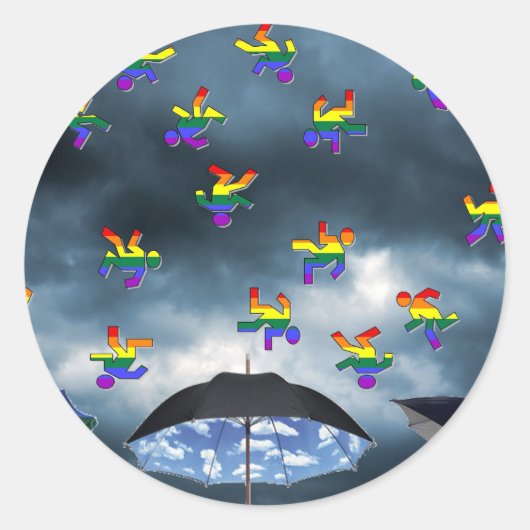 Sticker Rond Il pleut des hommes ! (Devant)