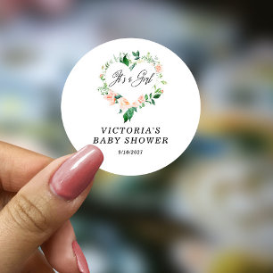 Sticker Rond Il s'agit d'un Baby shower de pêche aux filles