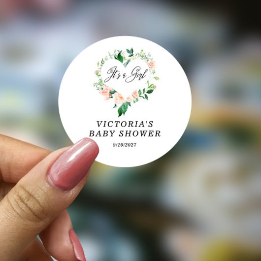 Sticker Rond Il s'agit d'un Baby shower de pêche aux filles