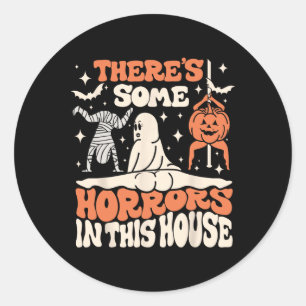 Sticker Rond Il y a des horreurs Citrouille fantôme Halloween f