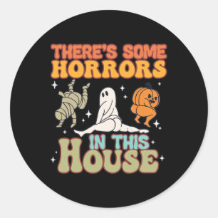 Sticker Rond Il y a des horreurs dans cette maison Citrouille f
