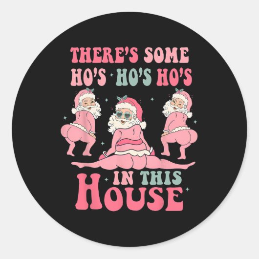 Sticker Rond Il y a des trous dans cette maison Noël rose Sant (Devant)