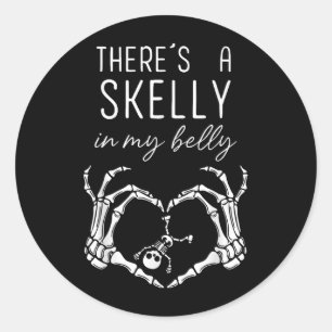 Sticker Rond Il Y A Un Skelly Dans Mon Ventre Drôle Halloween P