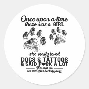 Sticker Rond Il Y Avait Une Fille Qui Aimait Vraiment Les Chien