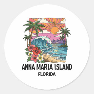 Sticker Rond Île Anna Maria Plage Tropicale Souvenir Vacances