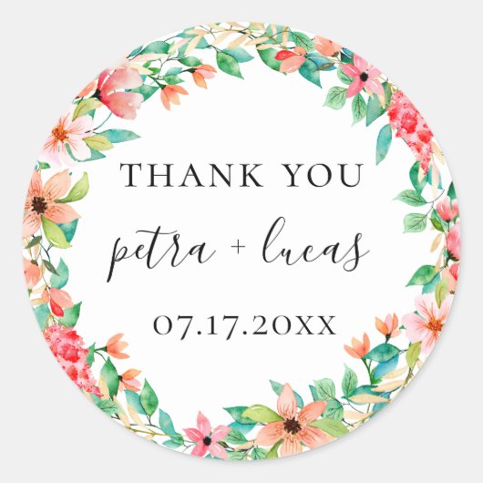 Sticker Rond Île Botanique Couronne Florale Mariage Faveur (Devant)