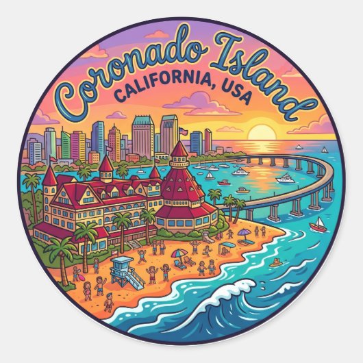 Sticker Rond Île Coronado États-Unis (Devant)