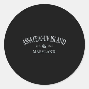 Sticker Rond Île d'Ateague Maryland _ Île d'Ateague Md Voile
