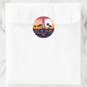 Sticker Rond Ile des Palms phare SC Retro Sunset Souvenirs (Sac)