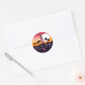 Sticker Rond Ile des Palms phare SC Retro Sunset Souvenirs (Enveloppe)