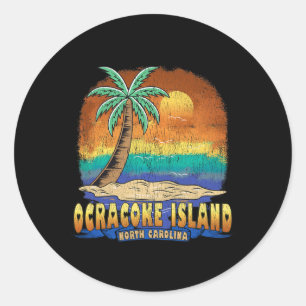 Sticker Rond Île d'Ocracoke Caroline du Nord Vintage en détress