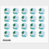 Sticker Rond Île Palm Tree Peinture Plage tropicale Mariage (Feuille)