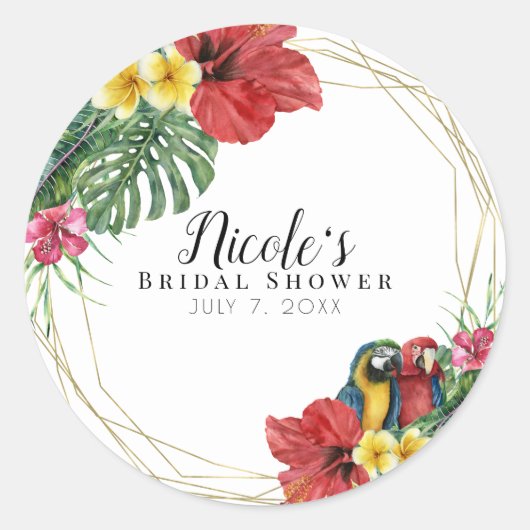 Sticker Rond Ile tropicale Paradise Oiseaux Floral Botanique (Devant)