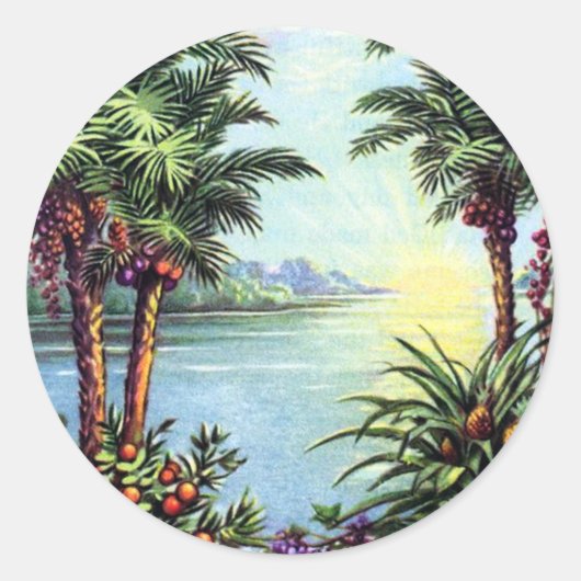 Sticker Rond Île vintage (Devant)