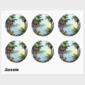 Sticker Rond Île vintage (Feuille)