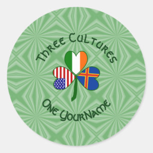 Sticker Rond Îles Åland Irlande États-Unis Trèfle Personnalisé