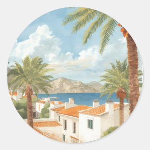Sticker Rond Îles Baléares Voyage Vintage Français