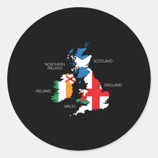 Sticker Rond Îles Britanniques Mer Irlande Écosse Pays de Galle (Devant)