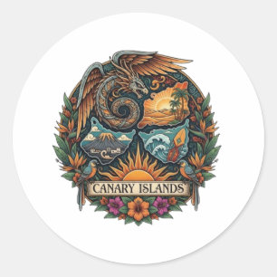 STICKER ROND ÎLES CANARIES