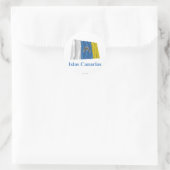Sticker Rond Îles Canaries avec un drapeau avec un nom en espag (Sac)