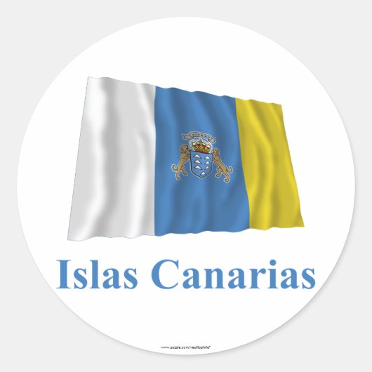 Sticker Rond Îles Canaries avec un drapeau avec un nom en espag (Devant)