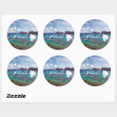 Sticker Rond Îles Hawaii et baie de Hanauma (Feuille)