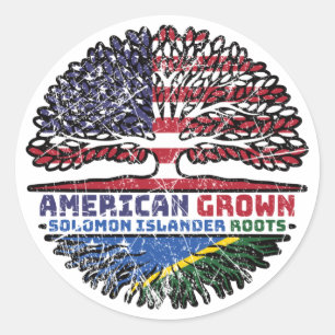 Sticker Rond Îles Salomon Solomon Islander American USA Tree