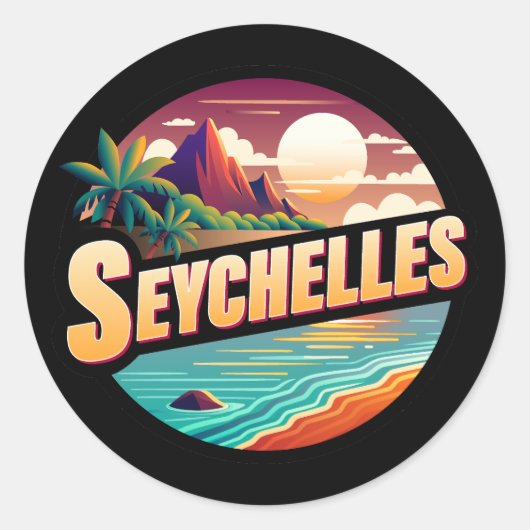 Sticker Rond Îles Seychelles Océan Indien (Devant)