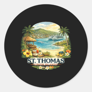 Sticker Rond Îles Vierges Cadeau St John Thomas Voyage Vintage