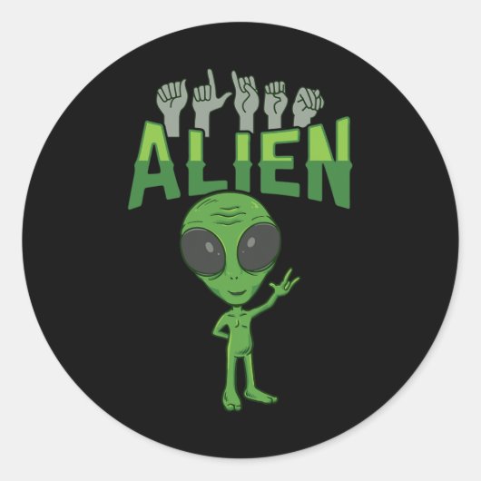Sticker Rond ILL Alien ASL Gesture mains sourdes Perte d'auditi (Devant)