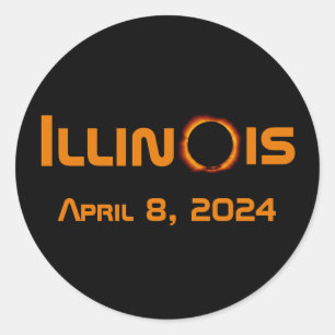 Sticker Rond Illinois 2024 Total Solaire Eclipse