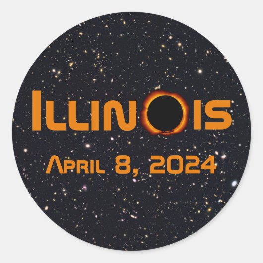 Sticker Rond Illinois 2024 Total Solaire Eclipse (Devant)