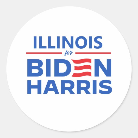 Sticker Rond Illinois pour Biden Harris (Devant)