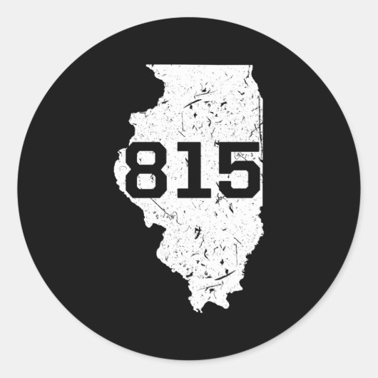 Sticker Rond Illinois Rockford Joliet Code régional 815 Midwest (Devant)