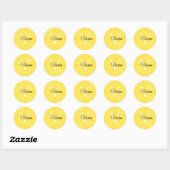 Sticker Rond Illuminer Jaune Avec Nom De Monogramme Blanc (Feuille)