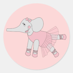 Sticker Rond illusima Ballerina Elephant rose clair
