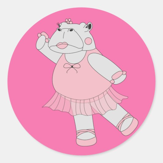 Sticker Rond illusima Ballerina Hippo (Devant)