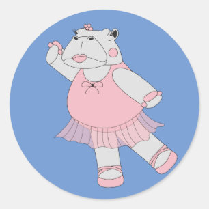 Sticker Rond illusima Ballerina Hippo bleu