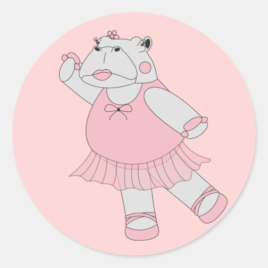 Sticker Rond illusima Ballerina Hippo rose clair (Devant)