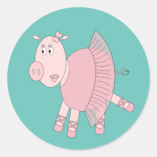 Sticker Rond illusima Ballerina Piggy Turquoise