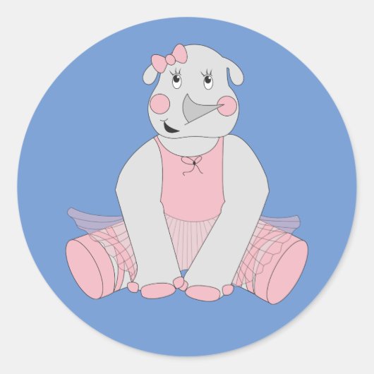 Sticker Rond illusima Ballerina Rhino bleu (Devant)