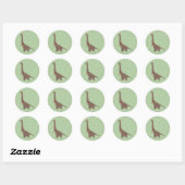 Sticker Rond illusima Brun Long Neck Dinosaure Noël (Feuille)